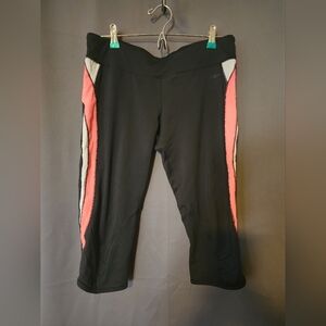 Bebe Sport,Women's sz Large Black, Orange and White Bebe Sports Athletic Capris